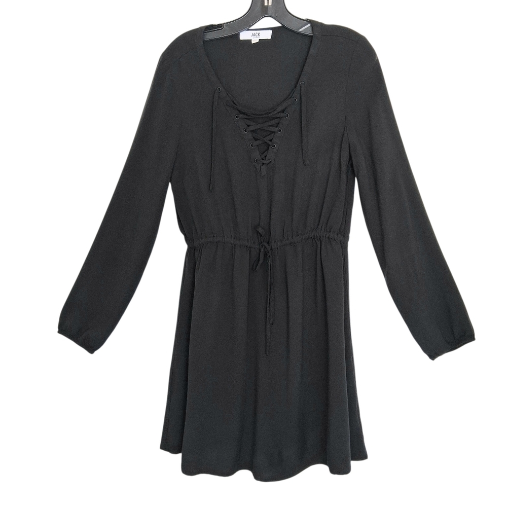 Jack by BB Dakota Lace Up Drawstring Mini Dress Women's Sz Med Black Whimsigoth